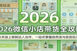 2026微信小店带货全攻略：从开店上架到达人合作，一站式掌握自然流与投流玩法