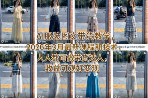 AI服装图文带货教学，2026年3月最新课程和技术，人人都可做带货达人，收益可观好变现