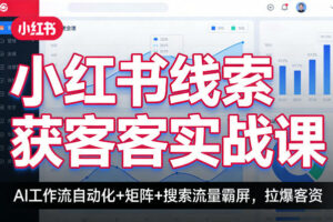 小红书线索获客实战课，AI工作流自动化+矩阵+搜索流量霸屏，拉爆客资