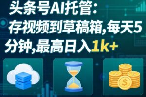 头条号AI托管，我存视频到你草稿箱，每天5分钟，最高日入1k+【揭秘】