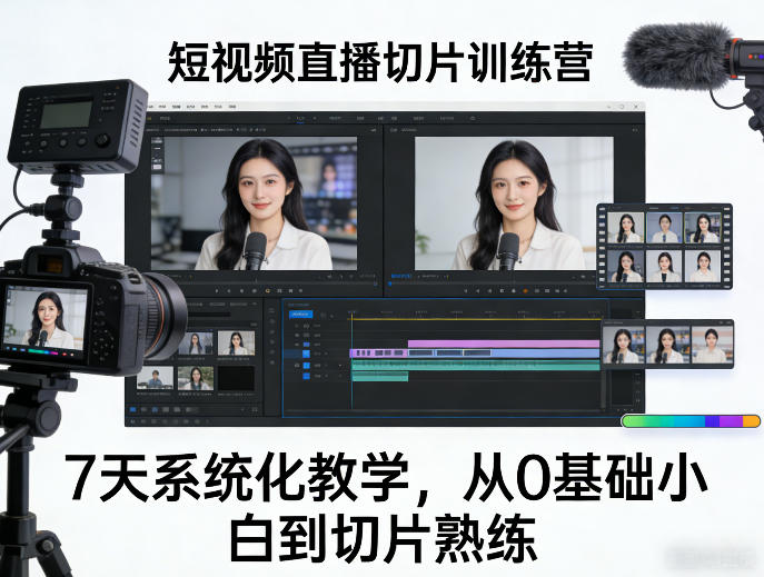 短视频直播切片训练营二期，7天系统化教学，从0基础小白到切片熟练