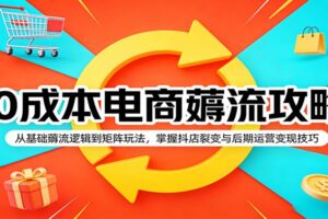 0成本电商薅流攻略:从基础薅流逻辑到矩阵玩法,掌握抖店裂变与后期运营变现技巧