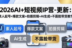 (17931期)2026AI+短视频IP营-更新:素人起号+爆款文案+拍摄剪辑+AI生成+不露脸带货教学