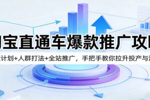 淘宝直通车爆款推广攻略:标准计划+人群打法+全站推广,手把手教你拉升投产与流量