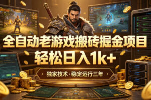 全自动老游戏搬砖掘金项目，轻松日入1k+，独家技术，稳定运行三年【揭秘】