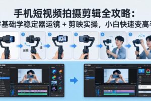 （18003期）手机短视频拍摄剪辑全攻略：零基础学稳定器运镜 + 剪映实操，小白快速变高手