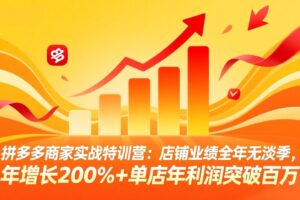（17965期）拼多多商家实战特训营：店铺业绩全年无淡季，年增长200%+单店年利润突破百万(26年4月10日更新)