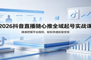 2026抖音直播随心推全域起号实战课，精准把握平台规则，轻松快速起量变现
