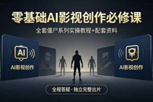 （18185期）零基础AI影视创作必修课，全套僵尸系列实操教程加配套资料，全程答疑带你独立完整出片