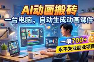 （18239期）AI动画搬砖，一台电脑，自动生成动画课件，一单800+  永不失业副业项目！