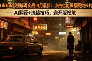 （18277期）TikTok影视解说实战-4月最新：小白也能做悬疑类长片，AI翻译+洗稿技巧，避开版权坑