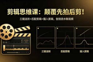 （18285期）剪辑思维课：颠覆先拍后剪！三镜法则+匹配剪辑+插入剪辑，告别流水账视频