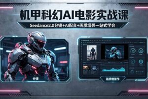 （18298期）机甲科幻 AI 电影实战课，Seedance2.0 分镜 + AI 配音 + 画质增强一站式学会
