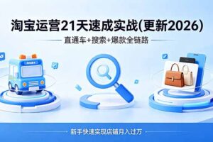 （18316期）淘宝运营21天速成实战(更新4月)，直通车+搜索+爆款全链路，新手快速实现店铺月入过万