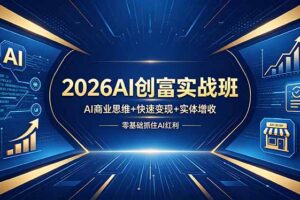 （18318期）2026AI创富实战班，AI商业思维+快速变现+实体增收，零基础抓住AI红利