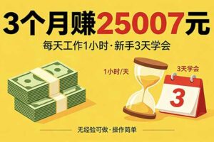 （18325期）3个月赚钱25007元，每天工作1个小时，新手3天全部学会！
