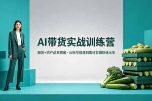 （18355期）AI带货实战训练营，服装+农产品双赛道，从账号搭建到素材剪辑快速出单