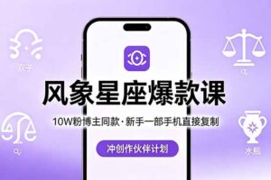 （18378期）10W粉博主同款：风象星座爆款课，新手一部手机直接复制，冲创作伙伴计划