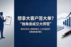 （18390期）想拿大客户签大单？《独角兽成交大师营》教你扛异议,做爆单报价,小白也能进阶【原创双语字幕】