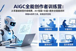 （18403期）AIGC全能创作者训练营：从零基础到签约拿稿费，AI+短篇+长篇+剧本全链路闭环