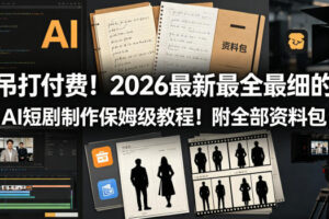吊打付费！2026最新最全最细的AI短剧制作保姆级教程！附全部资料包