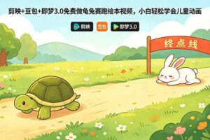 （18432期）剪映+豆包+即梦3.0免费做龟兔赛跑绘本视频，小白轻松学会儿童动画