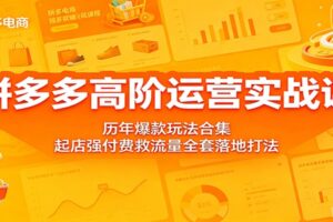 拼多多高阶运营实战课：历年爆款玩法合集，起店强付费救流量全套落地打法