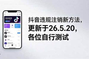 （18535期）抖音违规注销新方法，更新于26.5.20，各位自行测试