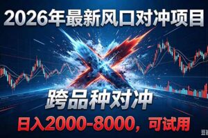 （18827期）2026创业新风口！最新对冲！跨品种对冲！日收益2000-6000+