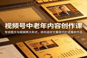 视频号中老年内容创作课：专攻图文与视频两大形式，依托选材文案技巧打造爆款作品