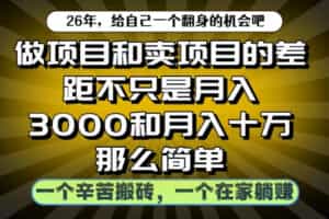 做项目和卖项目不只是月入3K和10W那么简单，一个努力搬砖，一个在家躺賺【揭秘】