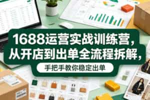 1688运营实战训练营，从开店到出单全流程拆解，手把手教你稳定出单