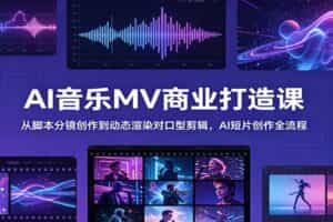 AI音乐MV商业打造课：从脚本分镜创作到动态渲染对口型剪辑，AI短片创作全流程