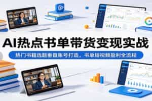 AI热点书单带货变现实战：热门书籍选题垂直账号打造，书单短视频盈利全流程
