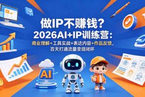 （18838期）做IP不赚钱？2026AI+IP训练营：商业理解+工具实战+表达内容+作品反馈，百天打通流量变现闭环