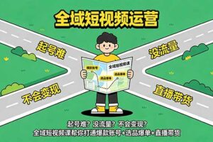 (18877期)起号难?没流量?不会变现?全域短视频课帮你打通爆款账号+选品爆单+直播带货