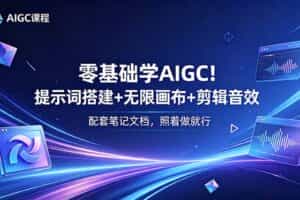 （18855期）零基础学AIGC！提示词搭建+无限画布+剪辑音效，配套笔记文档，照着做就行