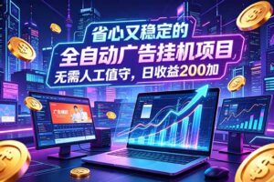 (18899期)全自动广告挂机项目,全程无需人工值守。稳定创收每日收益200+