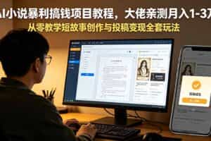 （18913期）AI小说暴利搞钱项目教程-更新，大佬亲测月入1-3万，从零教学短故事创作与投稿变现全套玩法