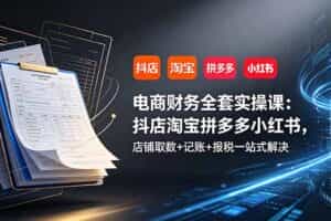 （19001期）电商财务全套实操课：抖店淘宝拼多多小红书，店铺取数+记账+报税一站式解决