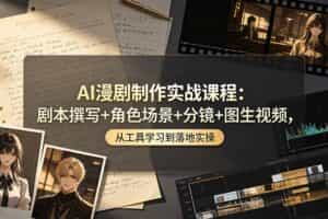（19020期）AI漫剧制作实战课程：剧本撰写+角色场景+分镜+图生视频，从工具学习到落地实操