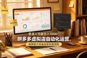 （19022期）普通人也能日入 1000！拼多多虚拟店自动化运营，矩阵放大收益全程实操流程