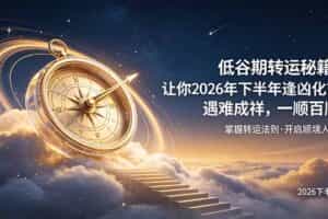 （19024期）付费文章：低谷期转运秘籍，让你2026年下半年逢凶化吉，遇难成祥，一顺百顺。