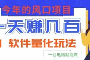 今年的风口项目，AI 软件量化玩法，让你一天赚几百，一台电脑就能做！
