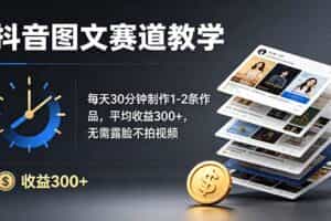 （19048期）抖音图文赛道教学：每天30分钟制作1-2条作品，平均收益300+，无需露脸不拍视频