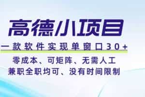 （19070期）高德小项目，一款软件实现单窗口+、零成本、可矩阵、零人工、兼职全职均可、没有时间限制