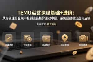 （19081期）TEMU运营课程（基础+进阶）：从店铺注册合规申报到选品核价活动申报，系统搭建稳定盈利店铺