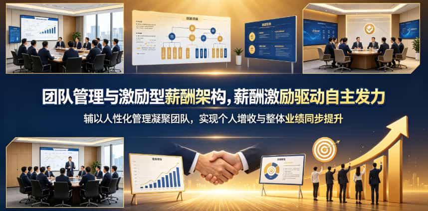 团队管理与激励型薪酬架构，薪酬激励驱动自主发力，辅以人性化管理凝聚团队，实现个人增收与整体业绩同步提升