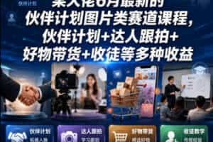 某大佬6月最新的伙伴计划图片类赛道课程，伙伴计划+达人跟拍+好物带货+收徒等多种收益