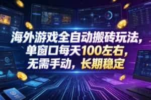 海外游戏全自动搬砖玩法，单窗口每天100左右，无需手动，长期稳定！【揭秘】